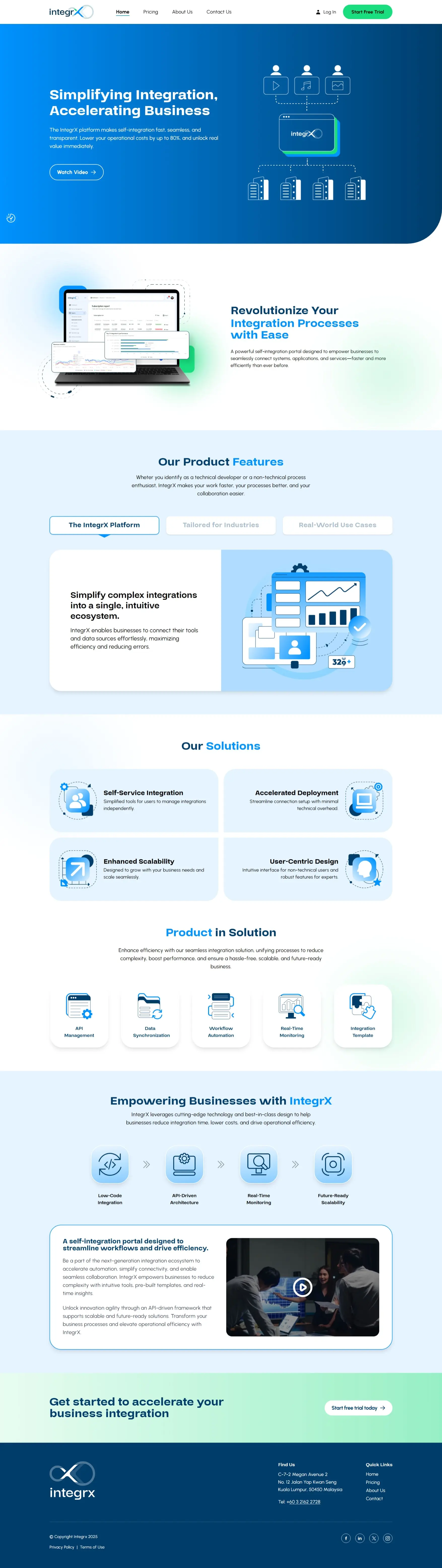 IntegrX website homepage