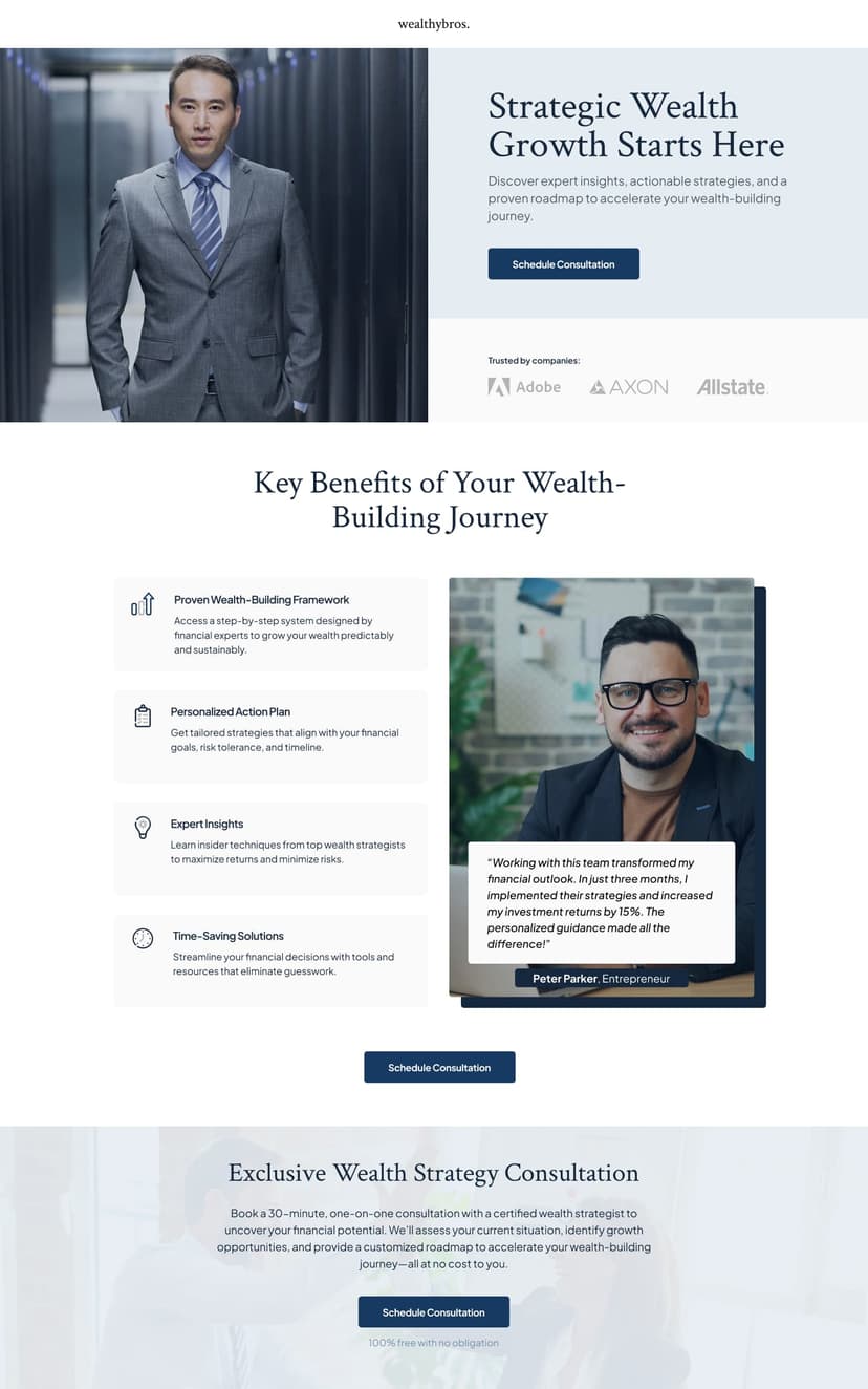 Financial Services Landing Page - Sales conversion optimized
